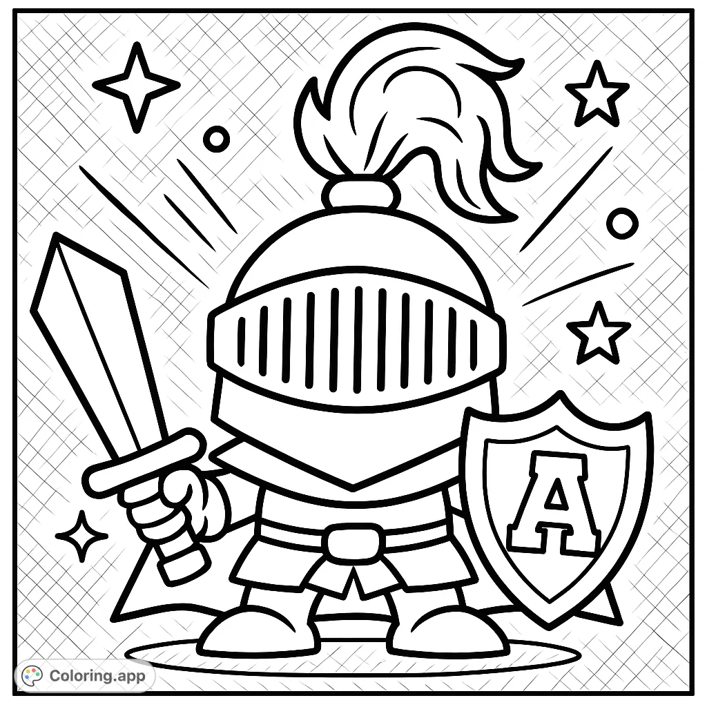 Embark on a medieval adventure with this brave knight coloring page! Featuring a valiant warrior with sword and shield, ready for action.