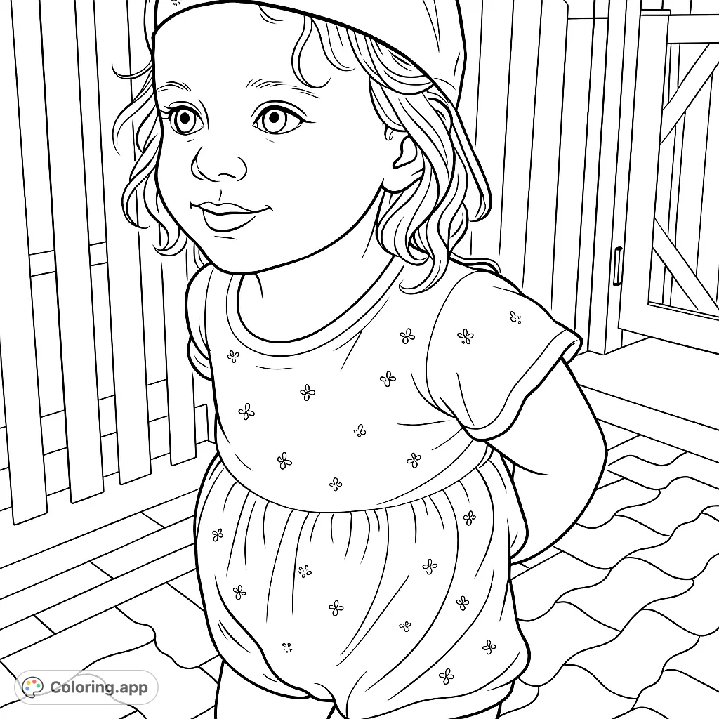 Capture the innocence of a playful toddler wearing a cap and romper, standing by a fence. A charming and sweet portrait for all ages.