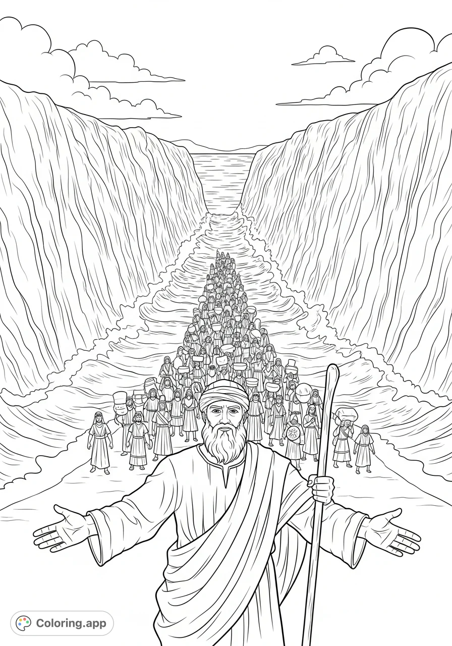 Moses Parting The Red Sea Coloring app moses-parting-the-red-sea-coloring-app