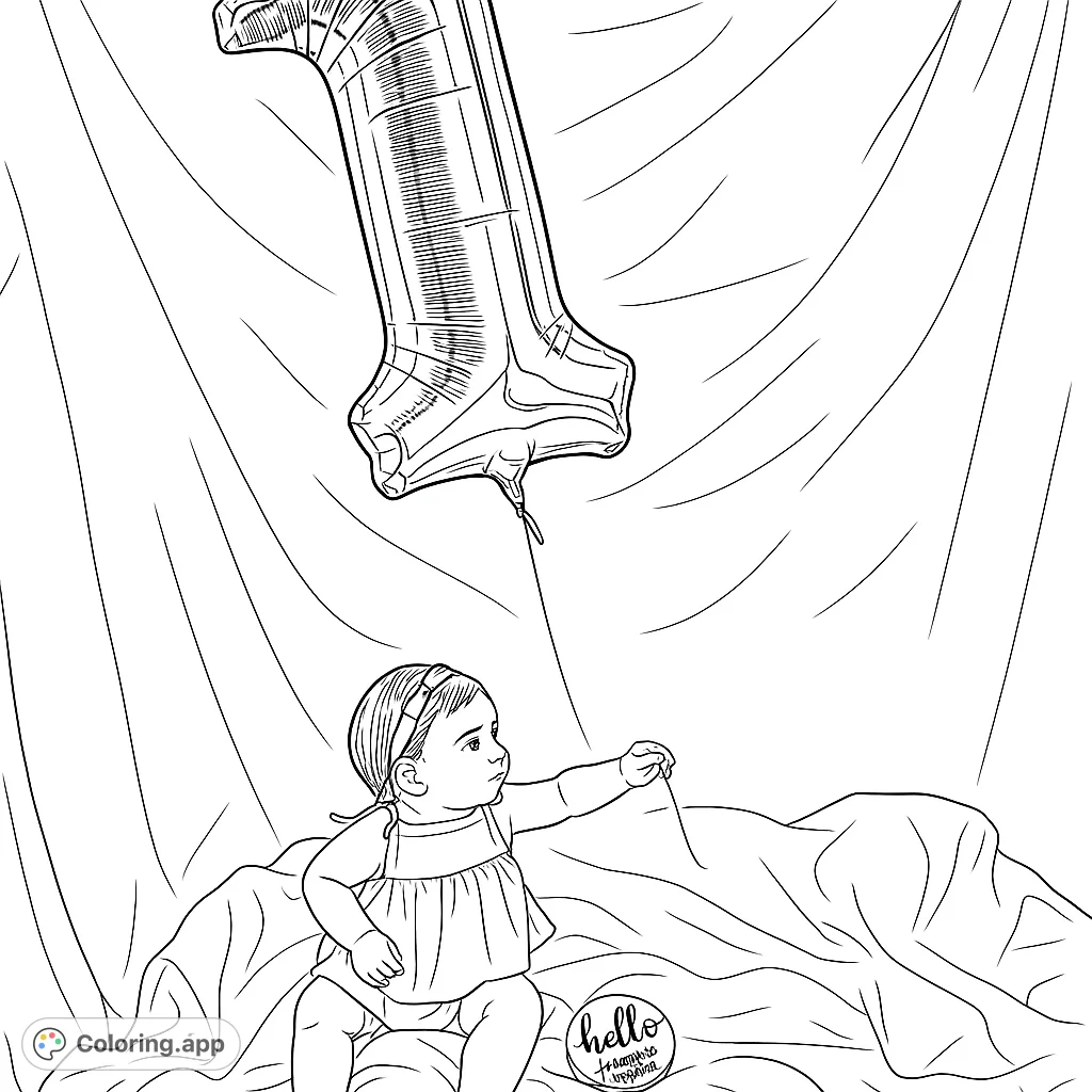 Celebrate a special milestone with this adorable baby and number one balloon coloring page. Perfect for commemorating a first birthday or a year of joy.