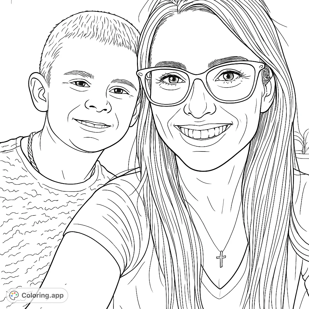 Capture the warmth of family with this joyful portrait of a woman and a boy. Perfect for personalizing with your favorite colors and celebrating special bonds.