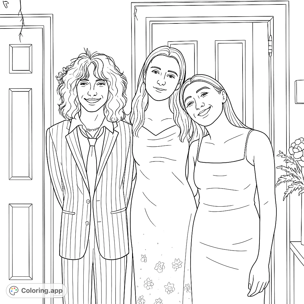 Capture the joy of friendship with this elegant portrait of three individuals in formal wear. Perfect for celebrating special moments and creative expression.