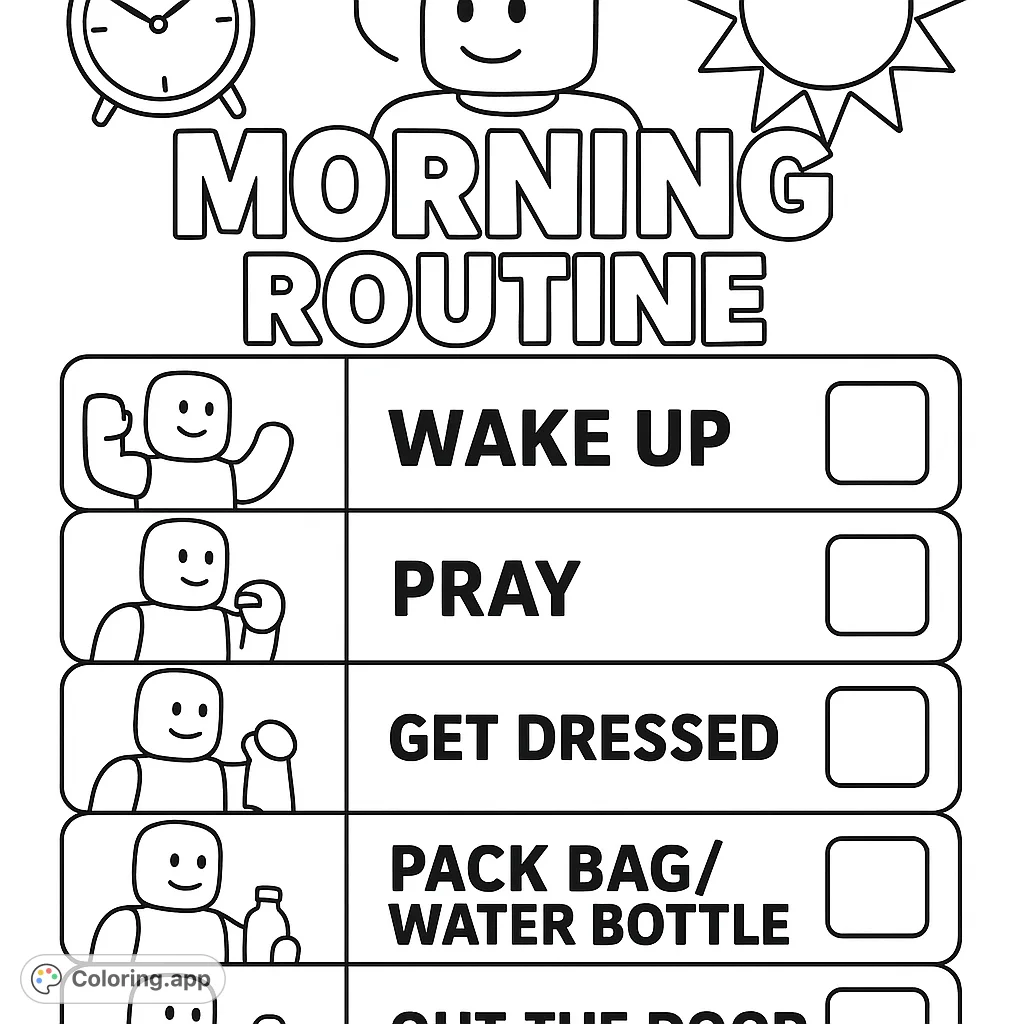 Morning Routine Chart - Coloring.app