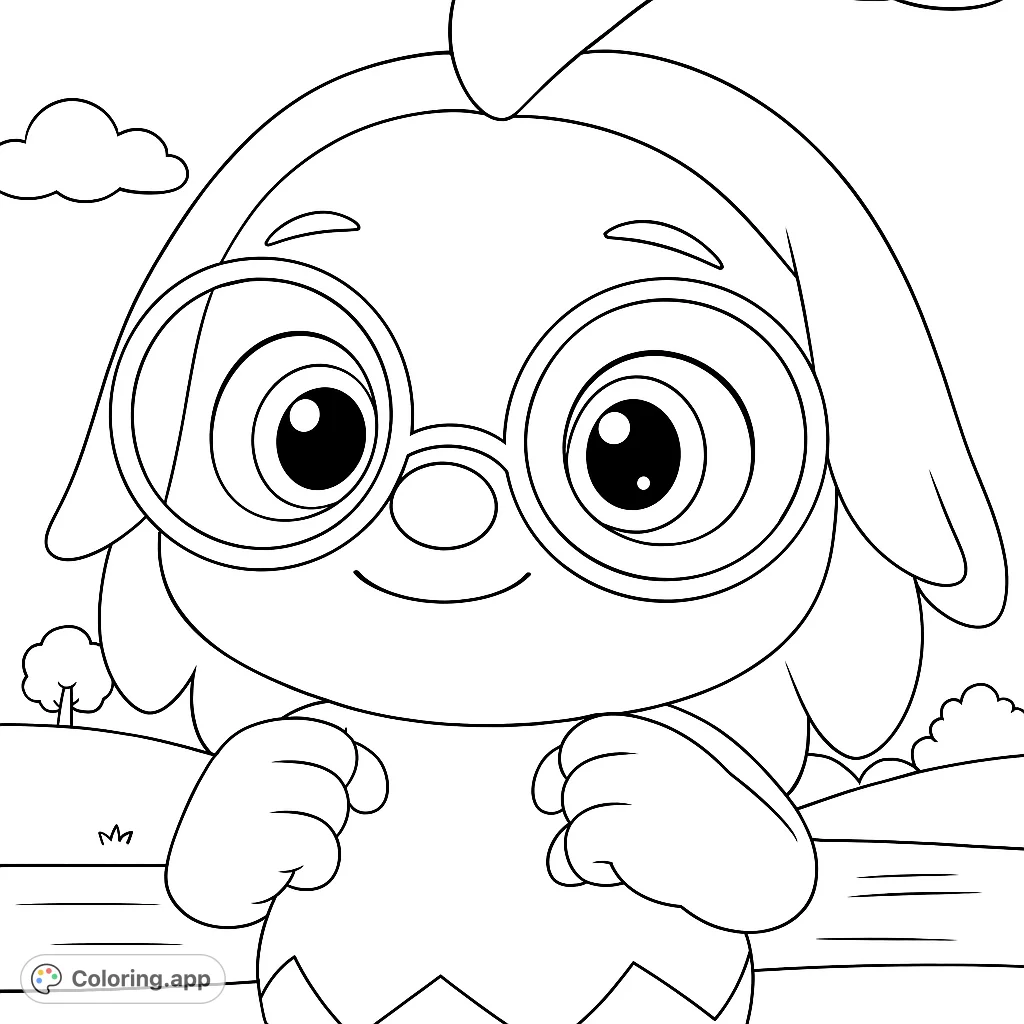 A charming, plant-inspired character with big eyes and round glasses, ready for a burst of creative colors. Perfect for a delightful coloring experience!