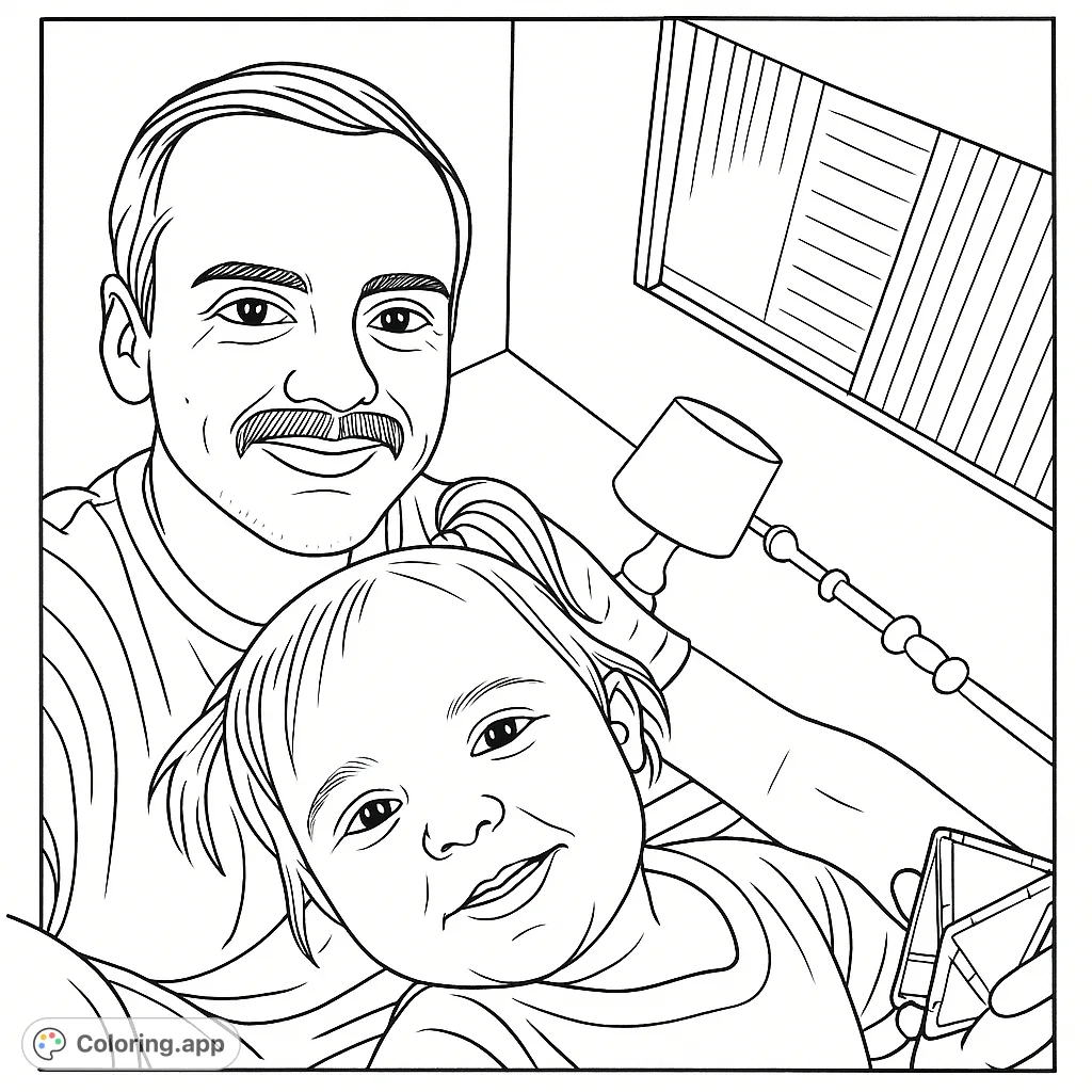 Capture a heartwarming moment with this father and child coloring page. Perfect for celebrating family bonds and creating cherished memories.