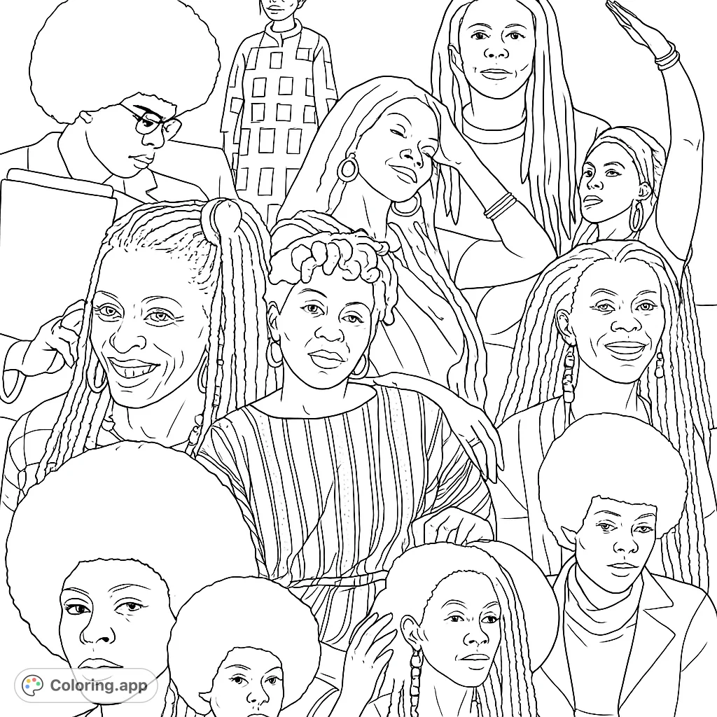 A powerful collage of Assata Shakur's portraits, showcasing her iconic presence and diverse looks against a symbolic backdrop.