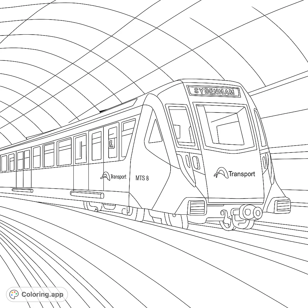Experience the thrill of a modern train speeding through a tunnel. A dynamic scene perfect for train enthusiasts and those who love transportation designs.