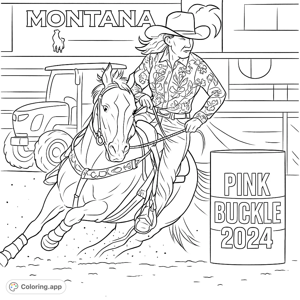 Barrel Racing Color In Dynamic Barrel Racing Action - Coloring.app