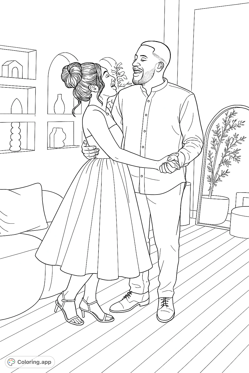 Capture the warmth of a loving embrace with this couple coloring page. Perfect for celebrating connection and creating a personalized piece of art.