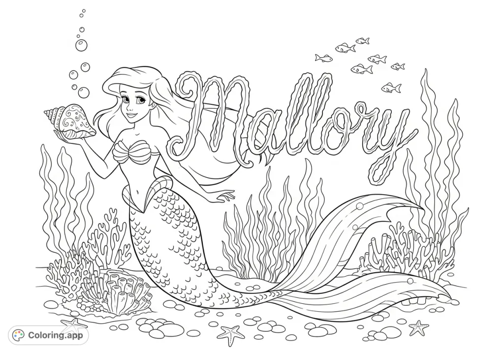 " A personalized mermaid coloring page for creative fun!