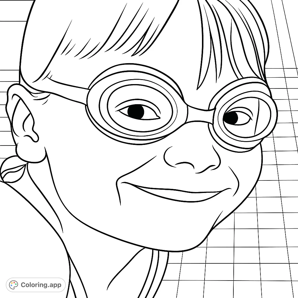 A cheerful child wearing swim goggles, ready for aquatic fun. This delightful coloring page captures a moment of joy and anticipation.