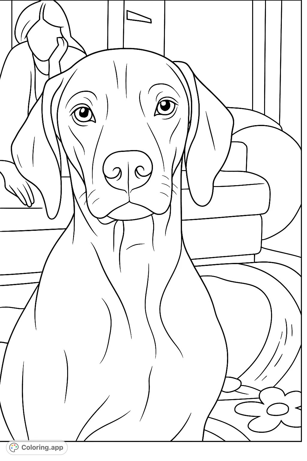 Capture the gentle spirit of a loyal canine with this engaging coloring page. Perfect for dog lovers to bring a beloved pet to life with their unique palette.