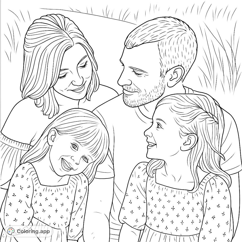 Capture a heartwarming family moment with this free printable family portrait coloring page, perfect for all ages to enjoy and personalize.