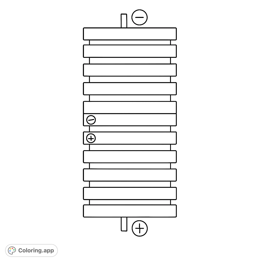 Explore the science of electricity with this detailed voltaic pile battery diagram coloring page. Perfect for learning about energy and circuits.