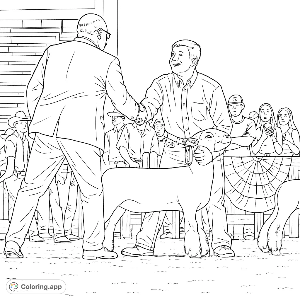 Celebrate success at the livestock show! A young exhibitor and his shorn sheep receive congratulations, capturing a moment of achievement and pride.