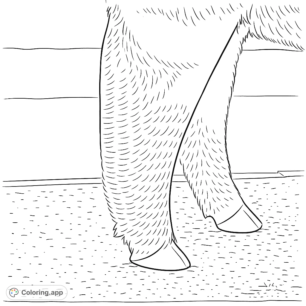 Explore the intricate textures of animal fur and hooves in this detailed coloring page, perfect for practicing shading and realism.