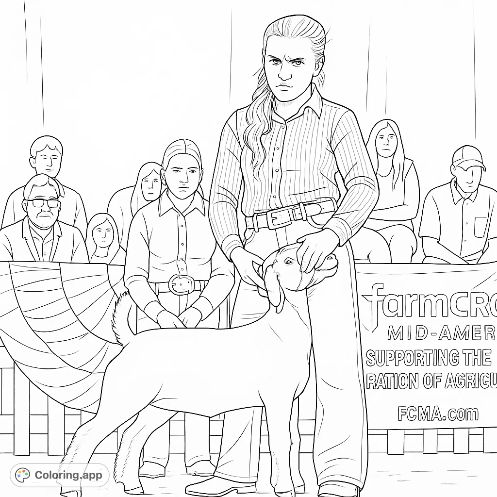 A dedicated youth presents their goat at an agricultural show, a scene of pride and connection. Perfect for animal lovers and aspiring farmers.