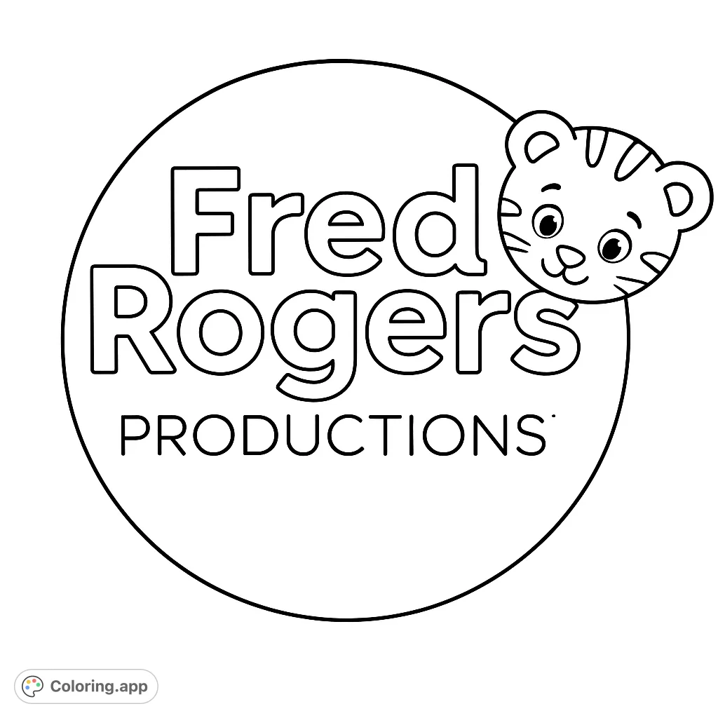 A cheerful tiger character peeks from a circular emblem featuring prominent text. A fun and engaging coloring page for fans of beloved children's programming.