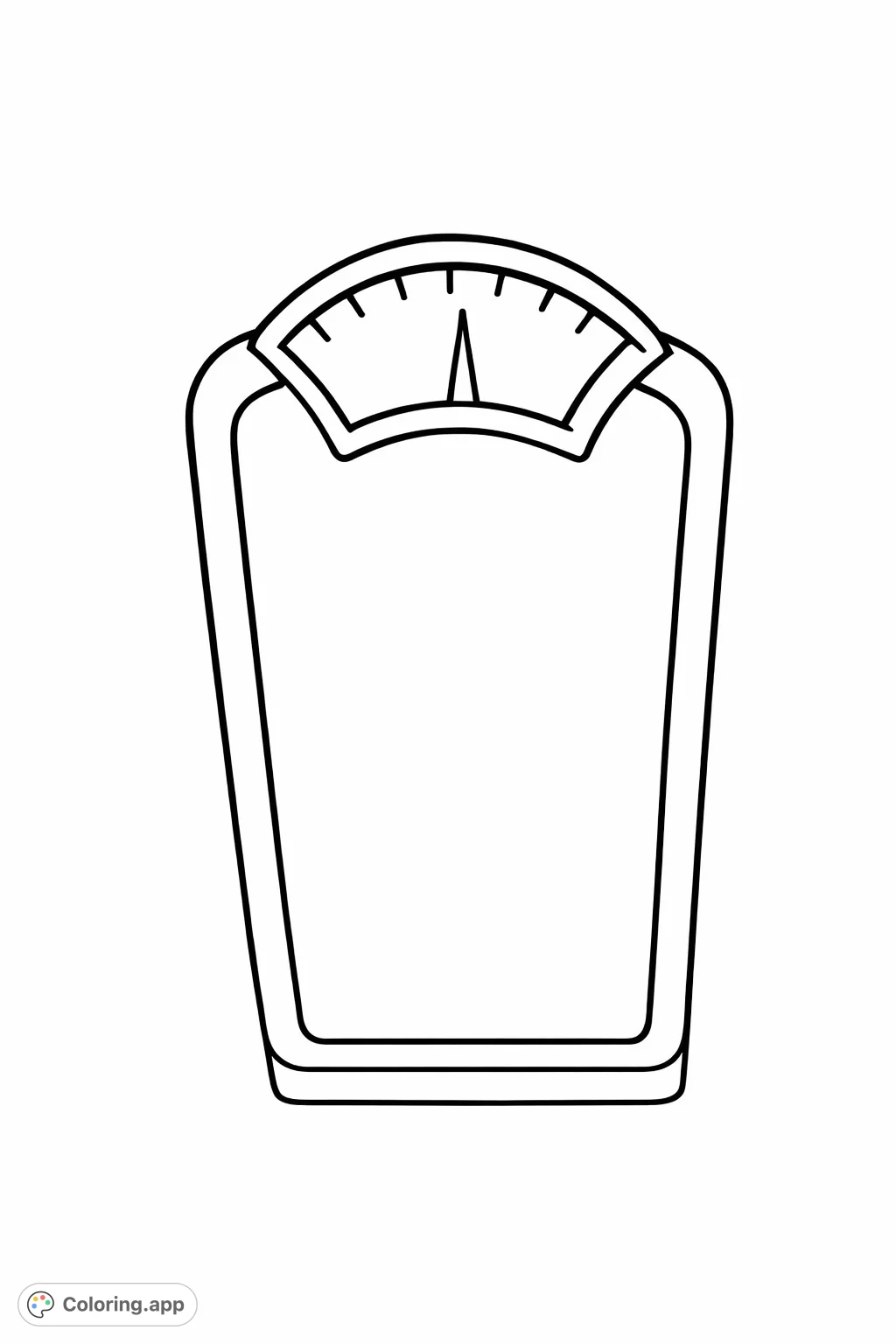 Color a classic bathroom scale with a clear display and prominent pointer. Ideal for quick, relaxing coloring sessions and adding your personal flair.