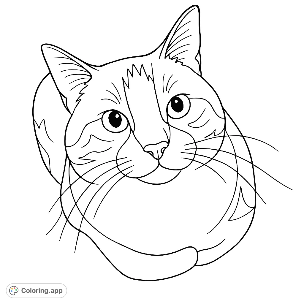 A charming cat with an inquisitive expression, perfect for a relaxing coloring session. Explore fur patterns and bring this adorable feline to life!