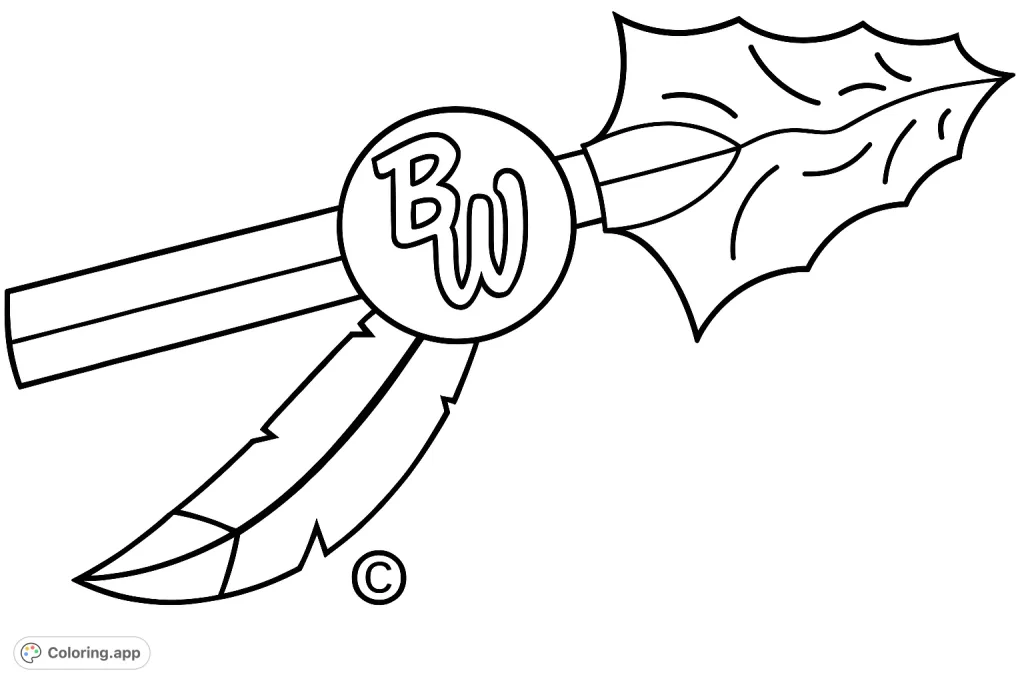 A dynamic emblem featuring stylized initials, a flowing feather, and bold stripes, perfect for school spirit or team pride coloring.
