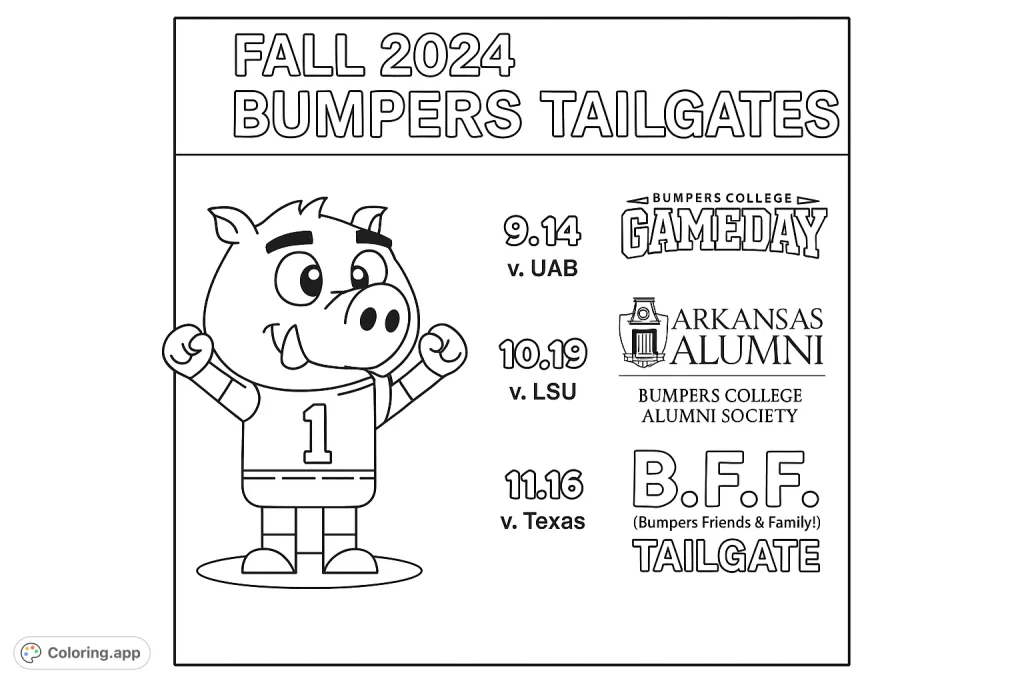 A delightful pig mascot coloring page, perfect for young fans! This free printable features a cheerful pig in a jersey, ready for fun.