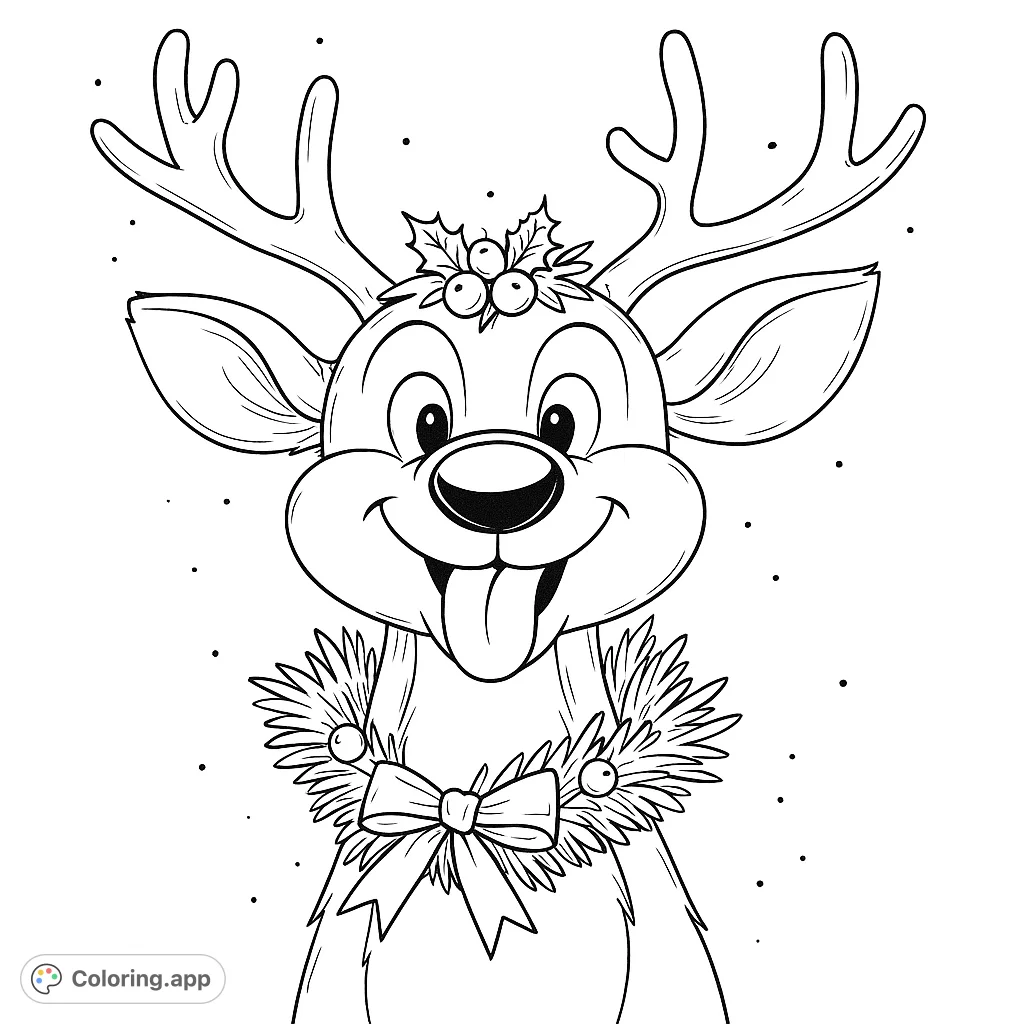 Playful Festive Reindeer - Coloring.app