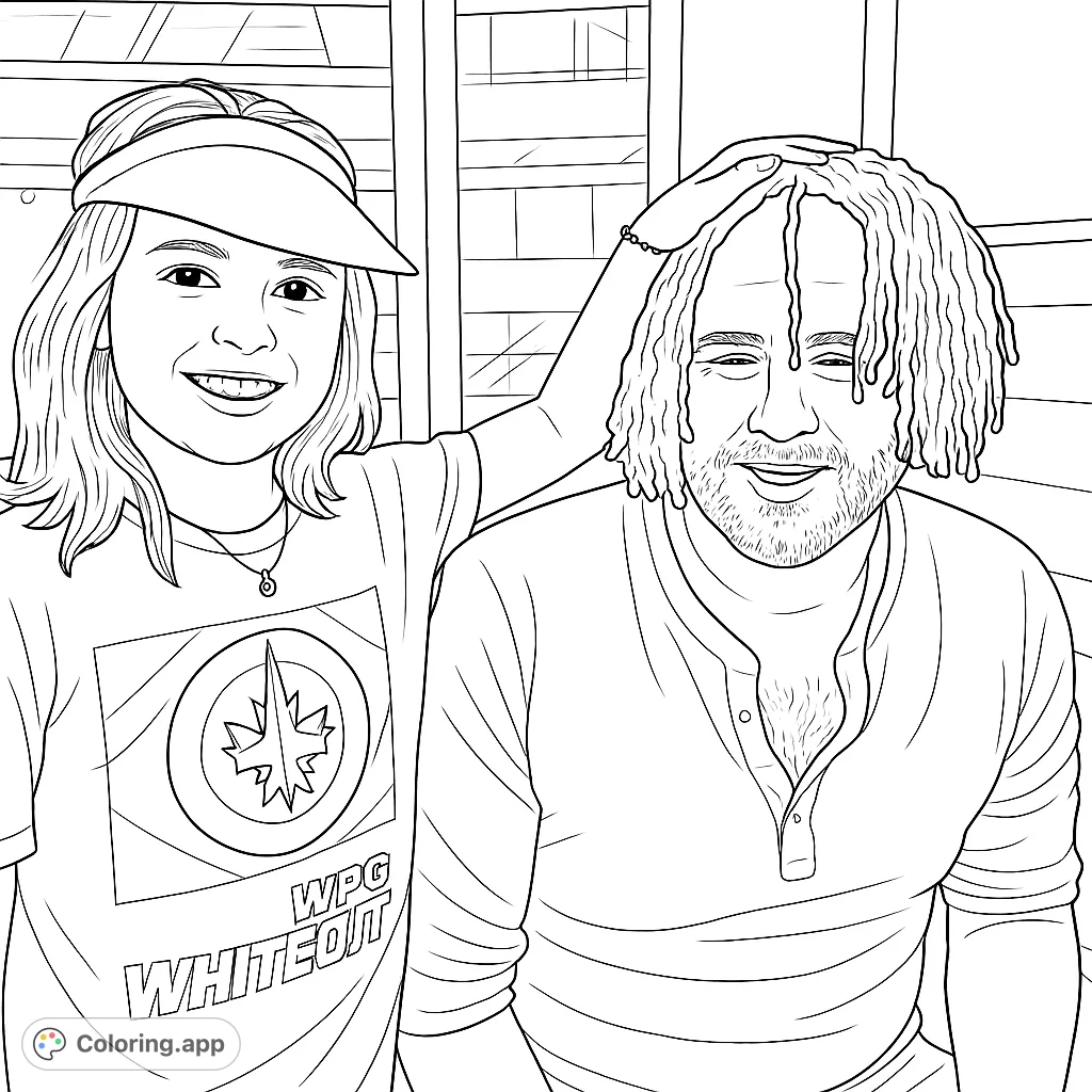 Capture a heartwarming, playful moment between a girl and a man with a fun, shredded hairstyle. Perfect for family fun!