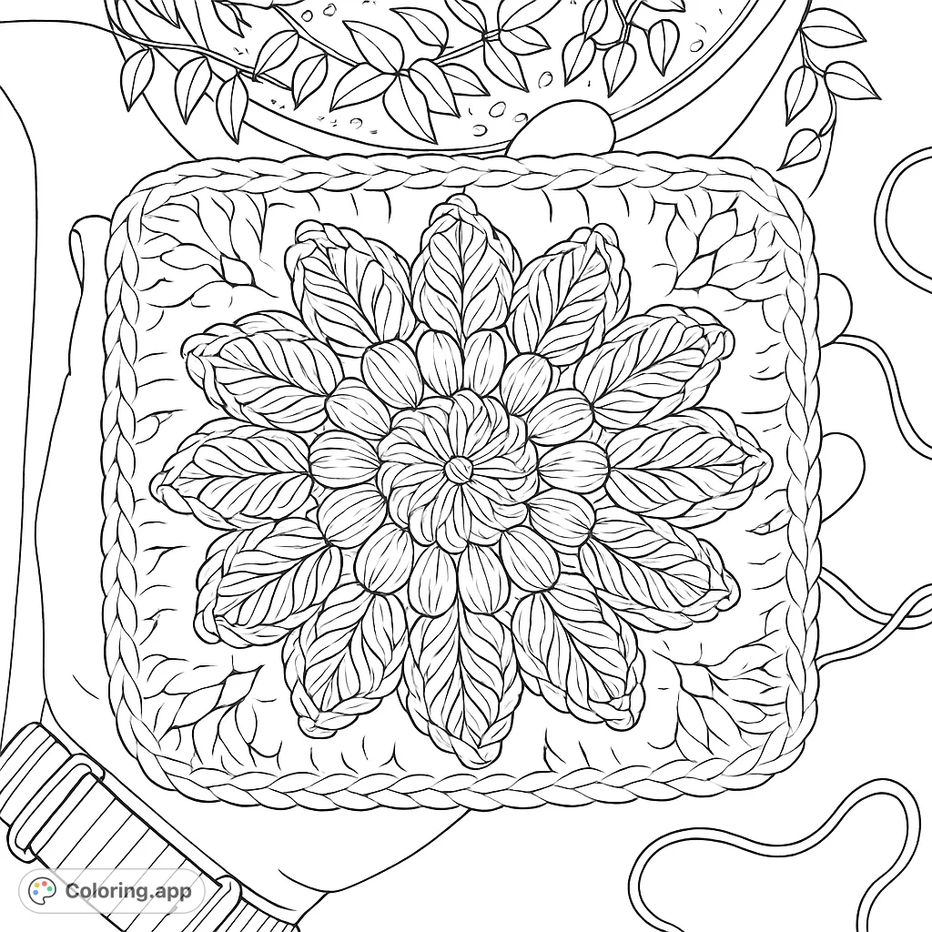 A charming crochet granny square featuring a detailed floral design, perfect for textile art enthusiasts and those who love intricate patterns.