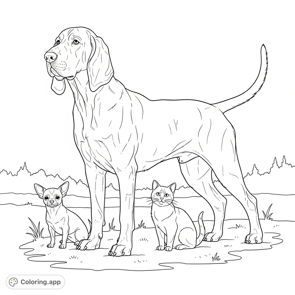 Capture the noble spirit of a Plott Hound. This detailed coloring page features the breed's distinctive features, perfect for dog lovers and aspiring artists.