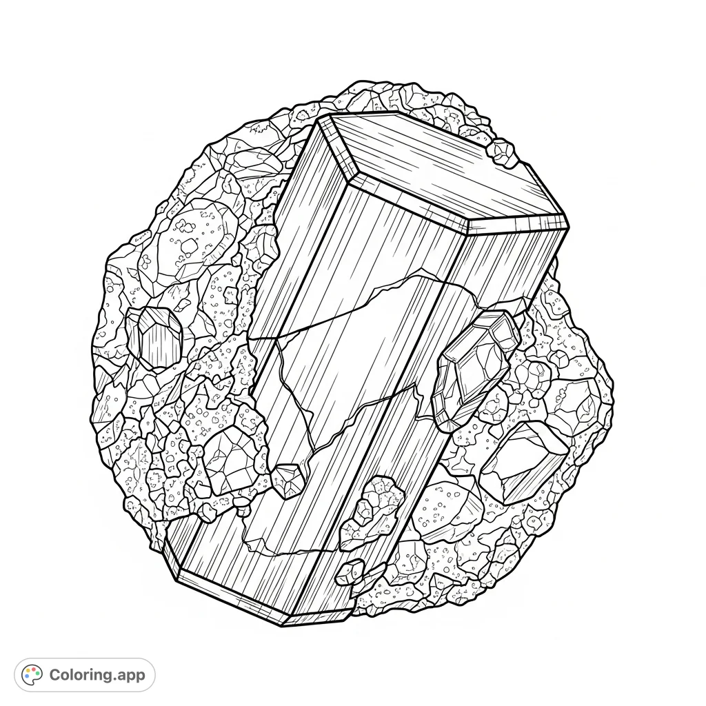 Discover the beauty of North Carolina's state precious stone with this detailed emerald crystal coloring page, perfect for gem enthusiasts.