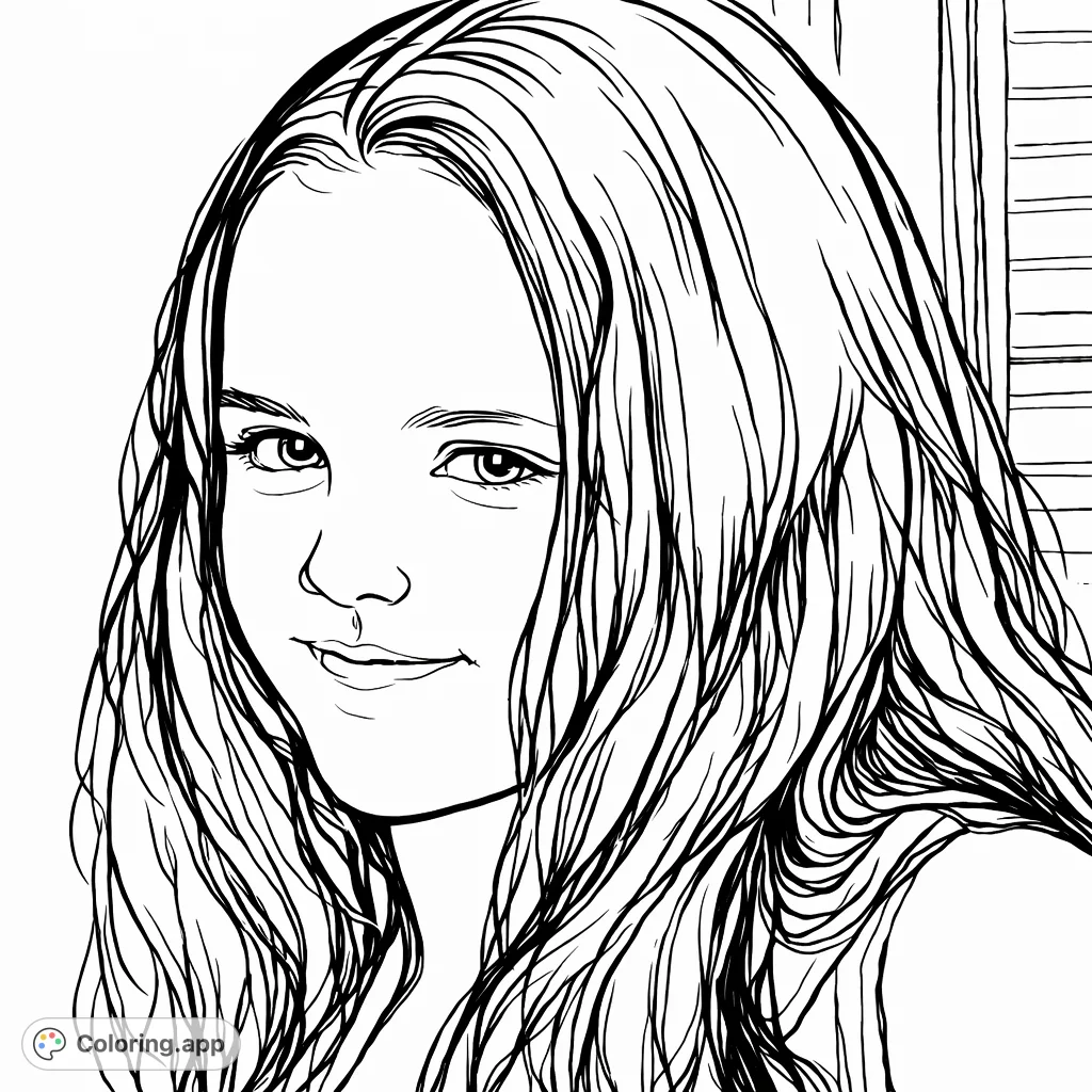 A captivating portrait of a young person with flowing hair and a gentle smile, inviting creativity. Perfect for personalization and artistic expression.