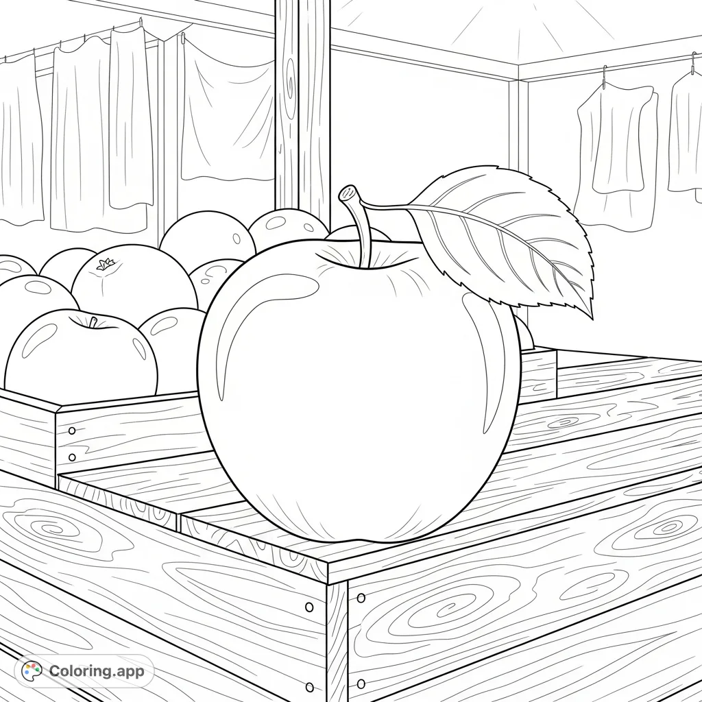A delightful apple from Pike Place Market, ready for your creative touch. Explore the textures of the fruit and the bustling market background.