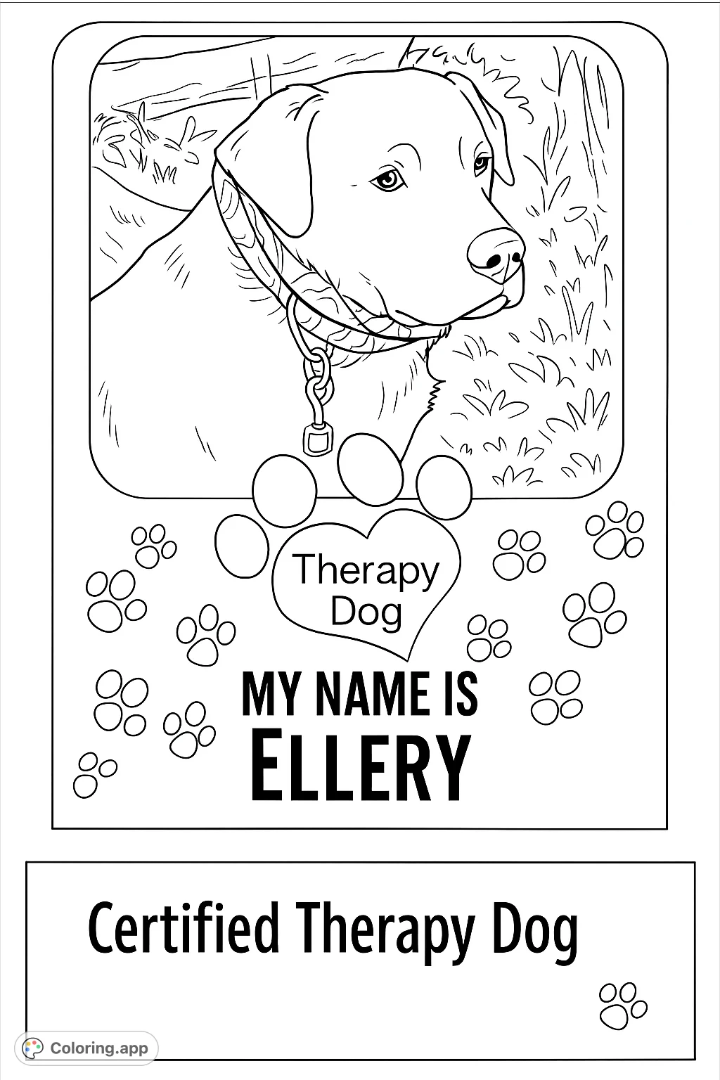 Ellery the Therapy Dog Coloring app