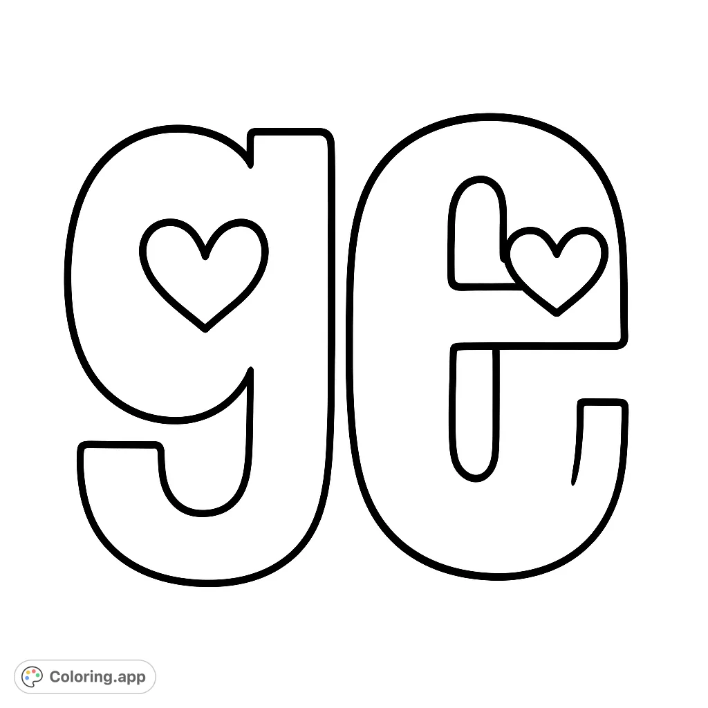 A charming letter 'e' with a heart dot, accompanied by another heart-adorned letter. Simple and sweet, perfect for personalizing.