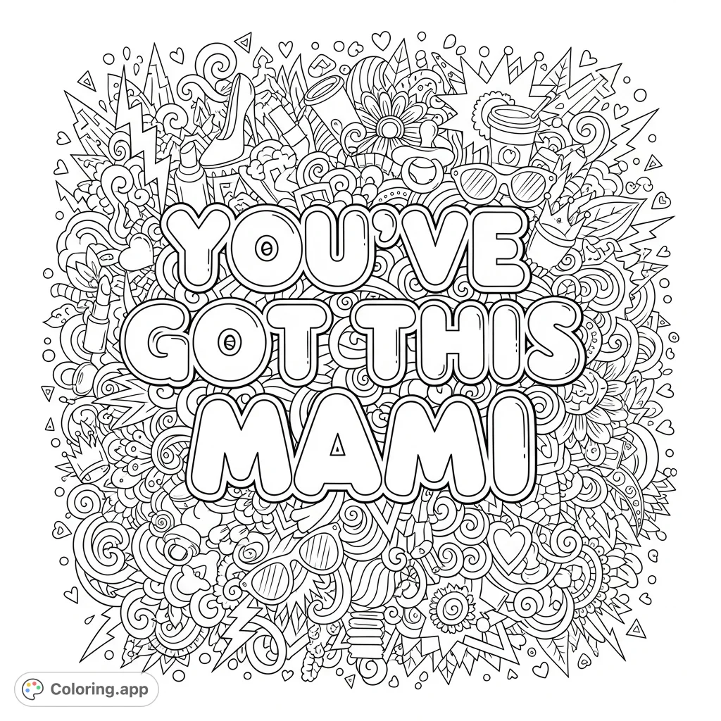 Mami Printable Empowering Mami Doodles - Coloring.app