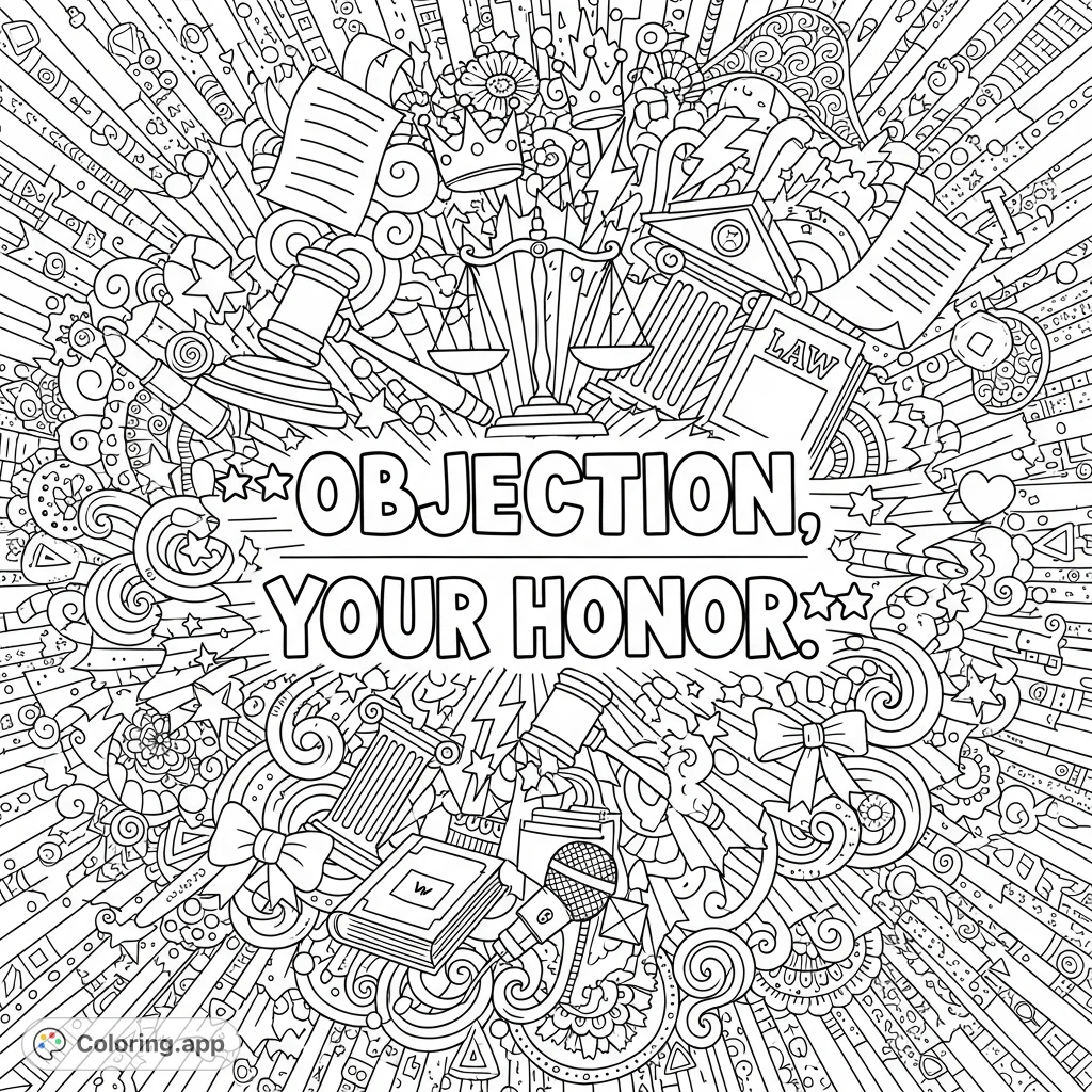 " surrounded by an intricate explosion of legal and sassy doodles.