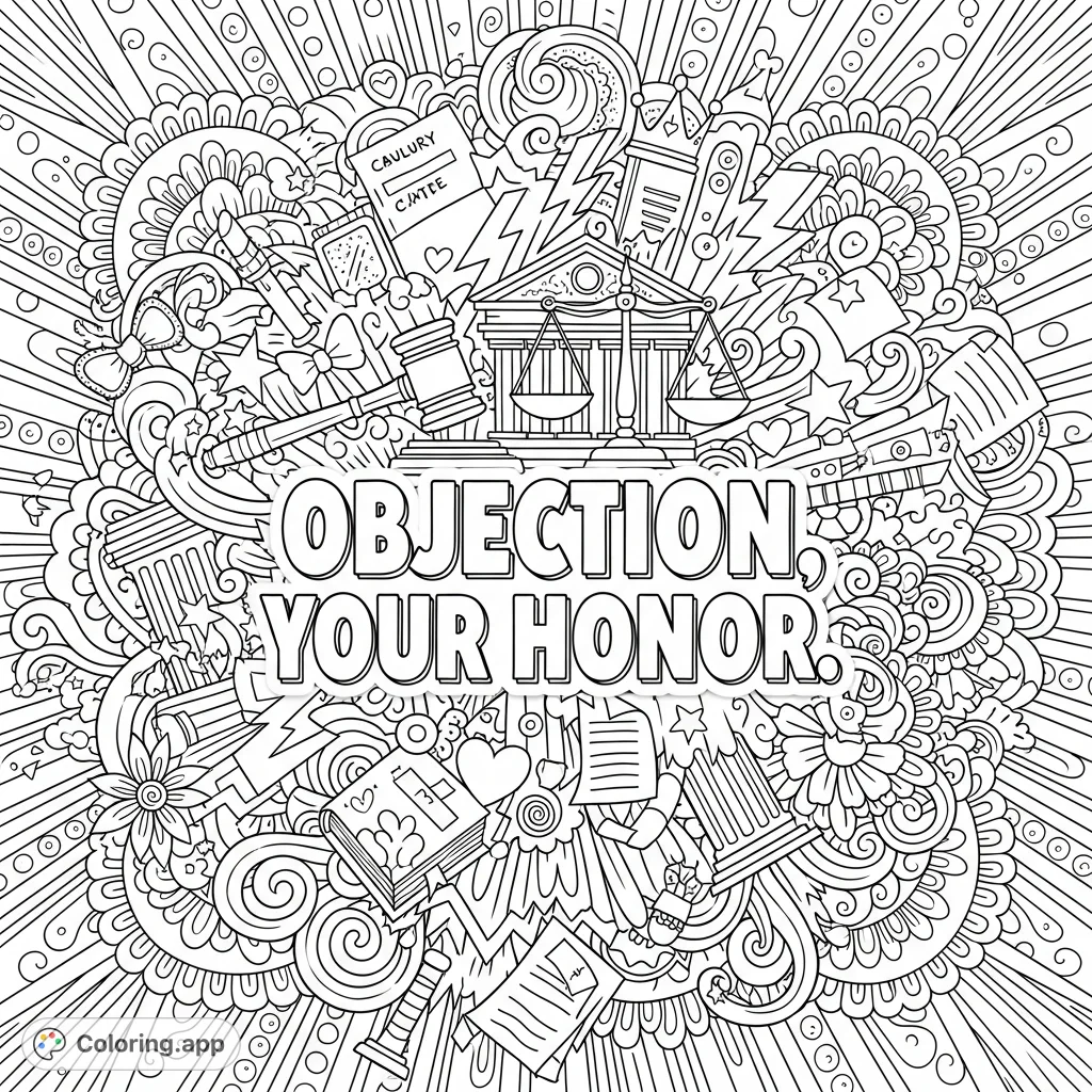 " surrounded by an intricate explosion of legal and sassy doodles.
