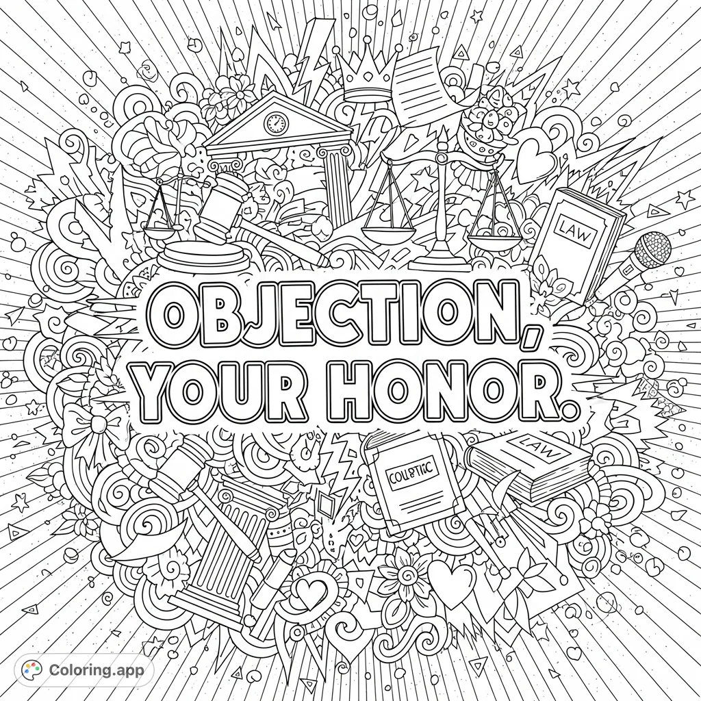 " surrounded by an intricate explosion of legal and sassy doodles.