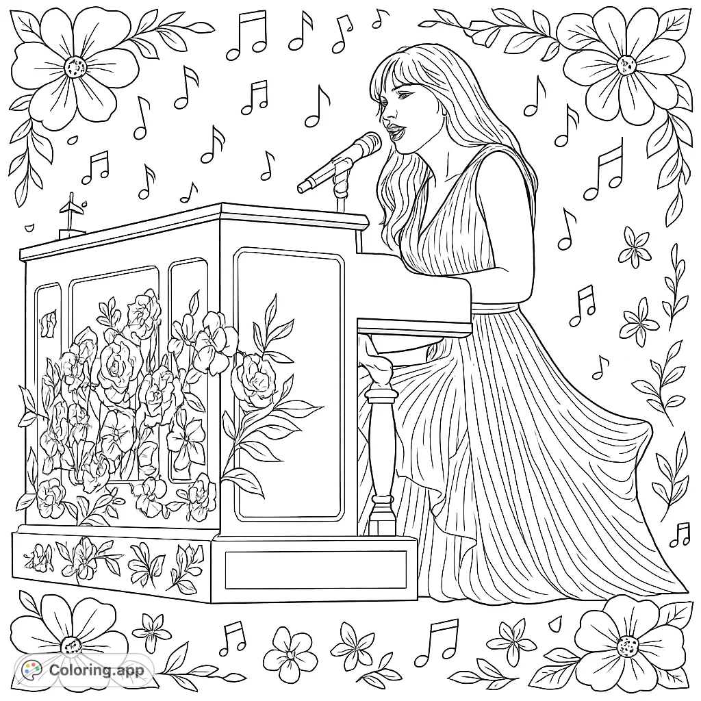 Pop Star Piano Performance - Coloring.app