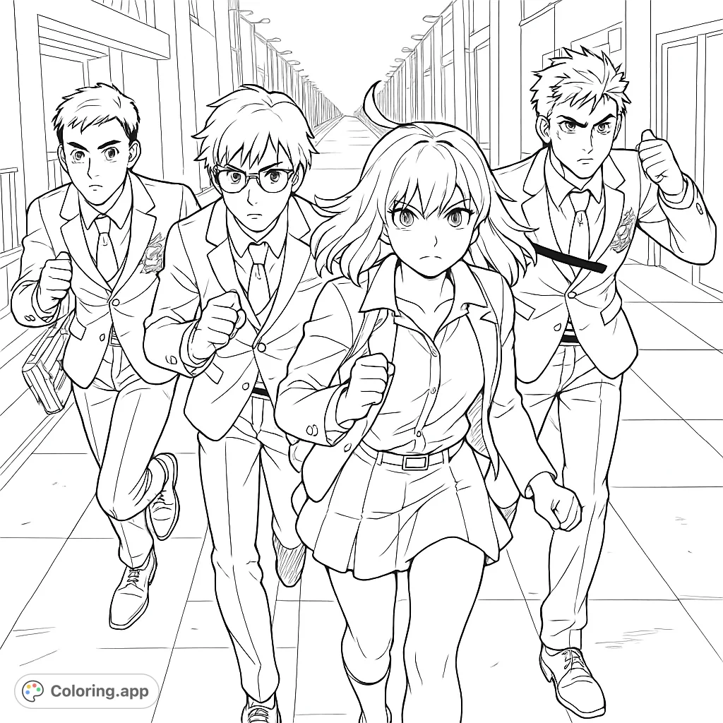 Join a determined squad in a thrilling chase through a long, illuminated alley. Perfect for fans of action and mystery, ready for your creative touch.