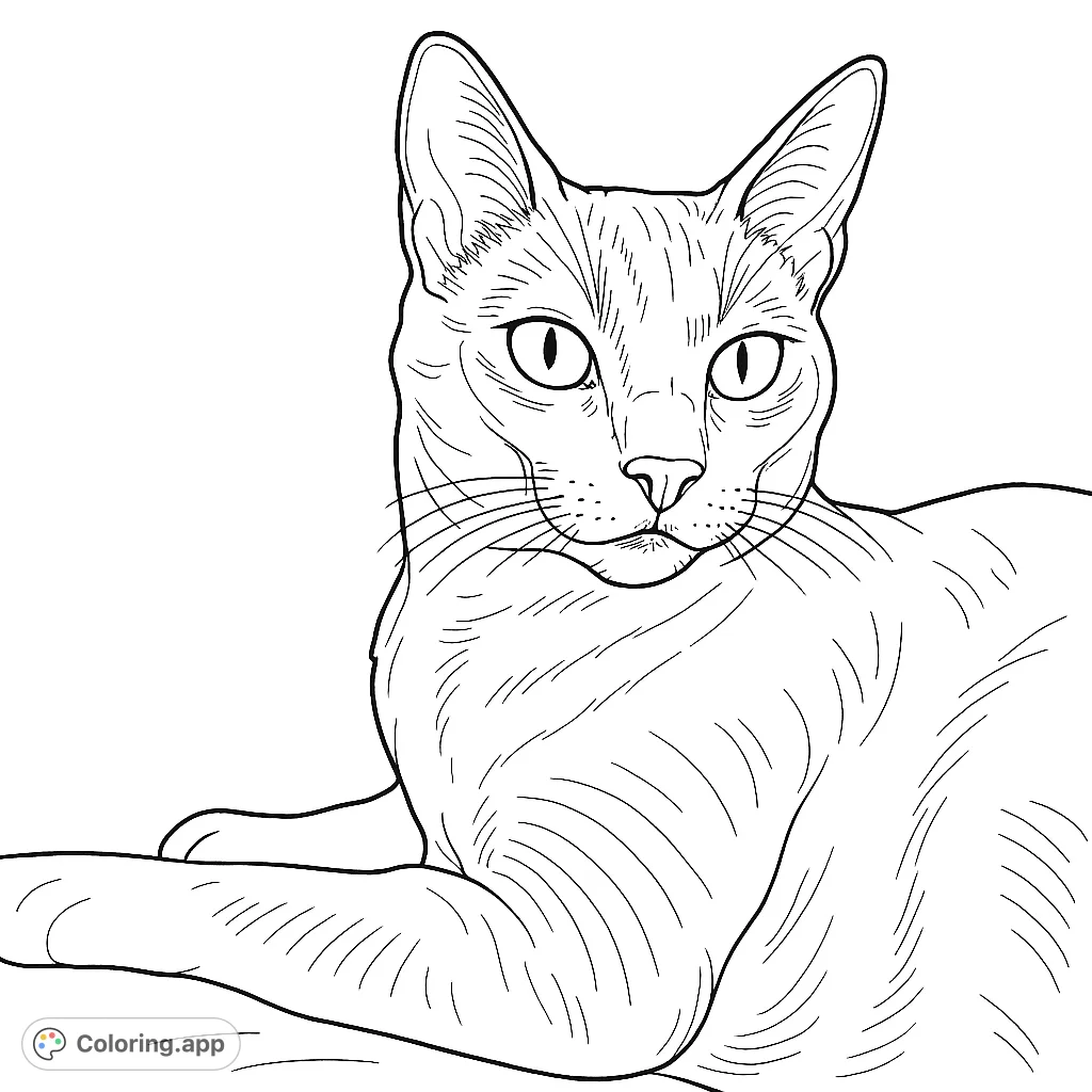 Capture the serene beauty of a graceful cat with this detailed coloring page. Perfect for animal lovers to personalize with unique fur patterns.