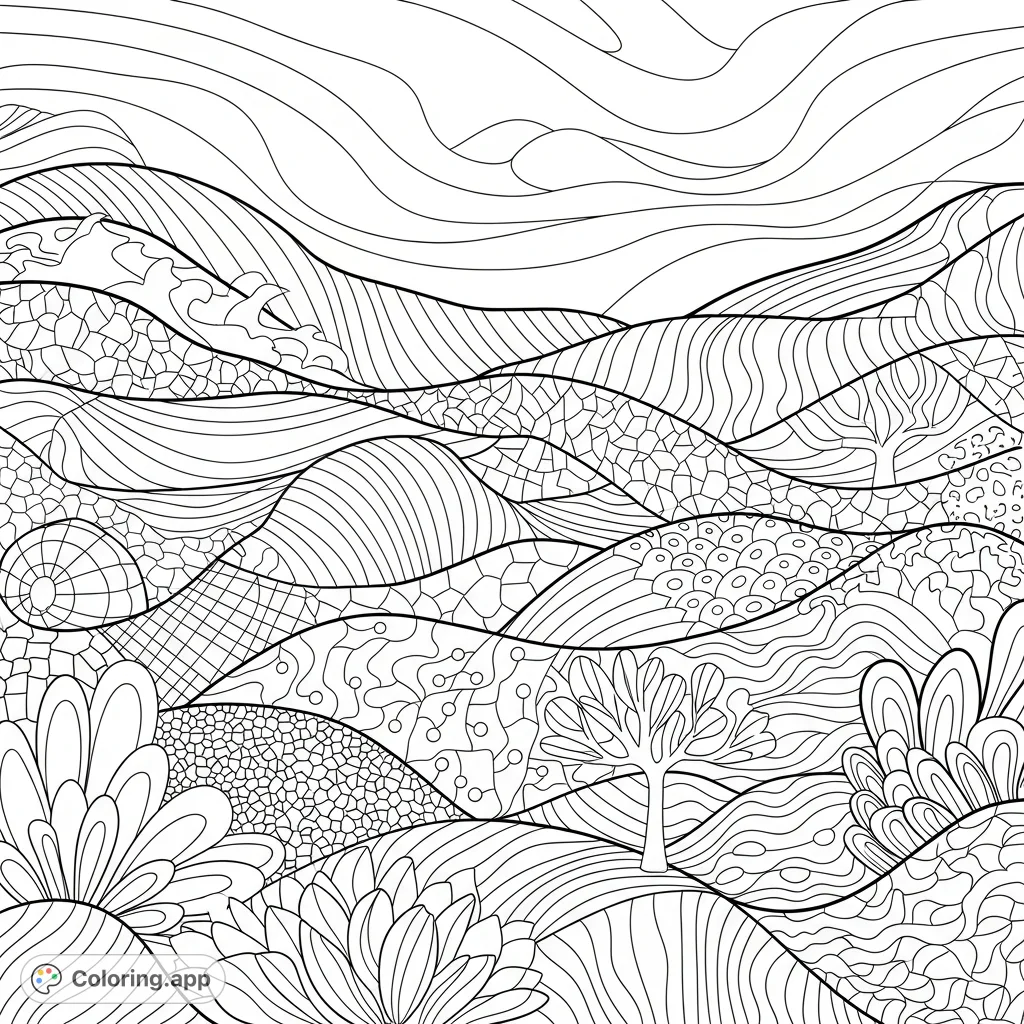 Forms Colouring Pages Abstract Landscape Forms - Coloring.app