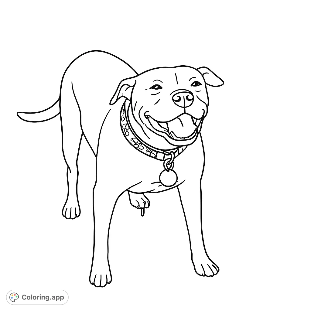 Capture the joyful spirit of a friendly dog with this delightful coloring page. Perfect for animal lovers of all ages to personalize their furry companion.