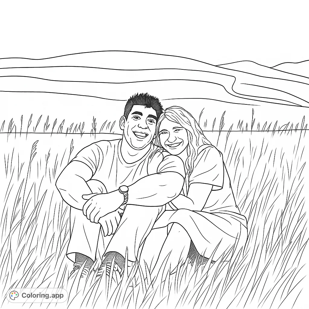 Capture a heartwarming moment with this couple in a serene meadow. Perfect for expressing affection and enjoying nature's beauty.