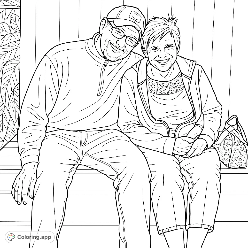Capture a moment of joy with this happy couple coloring page. Perfect for celebrating relationships and adding your personal touch to their expressions.