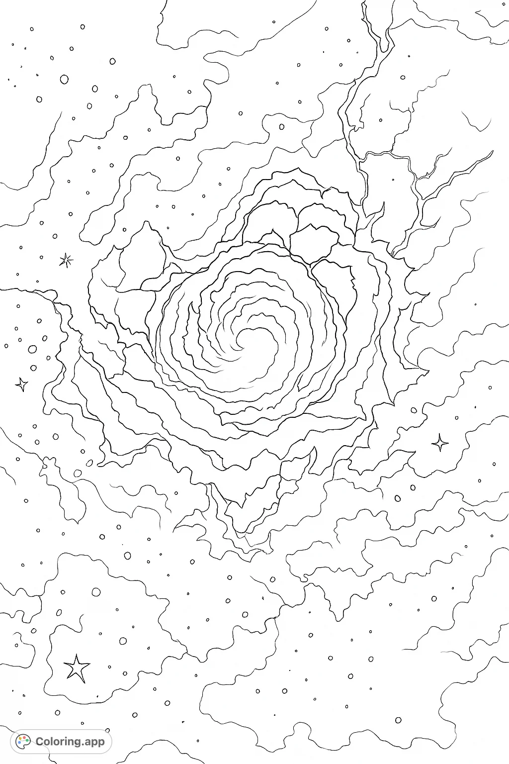 Explore a breathtaking cosmic nebula with a swirling core and starry expanse. A celestial explosion of wonder awaits your creative touch.