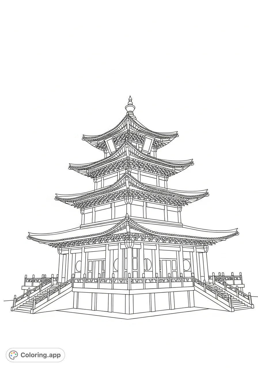 Discover a unique Golden Temple coloring page featuring the iconic Kunming landmark's outline. Perfect for creative expression and cultural exploration.