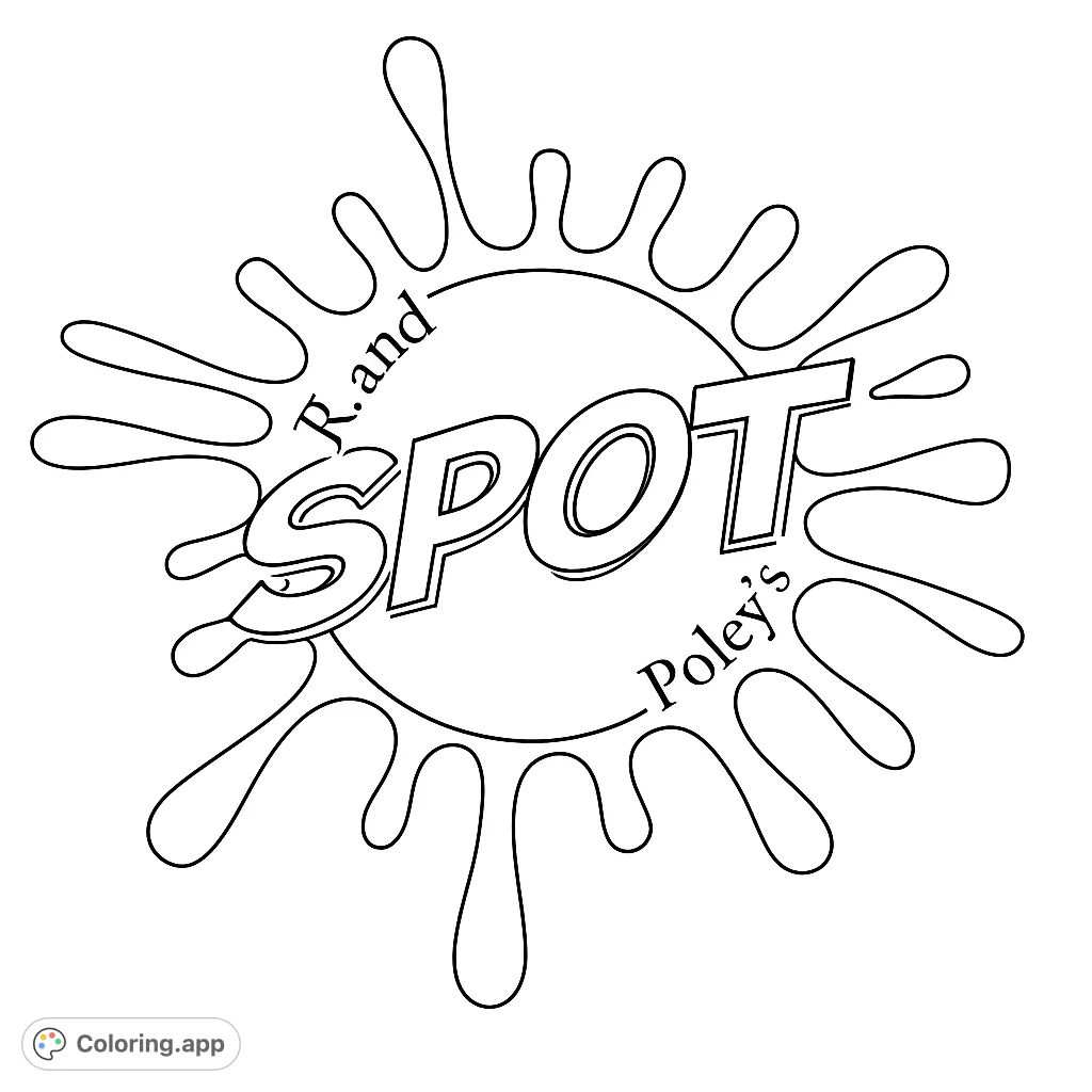 A dynamic splat shape with bold text 'SPOT' and additional curved text, perfect for creative expression.