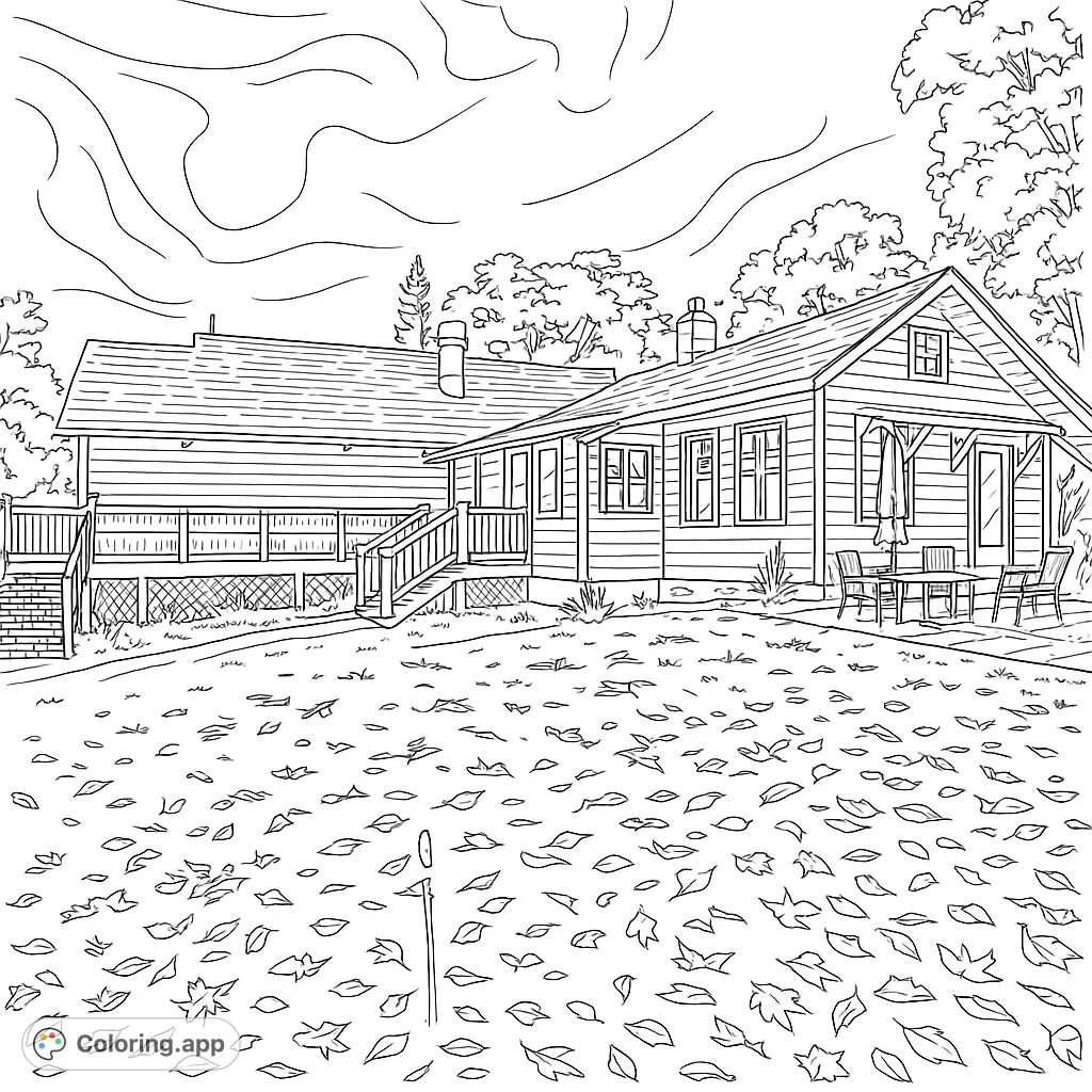 Rustic Lakeside Retreat - Coloring.app